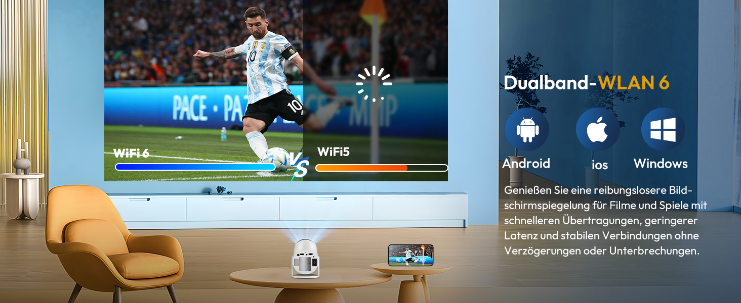 Проектор Xgody Gimbal 3 New: 12000 Люмен, Android 11.0, WiFi 6, Bluetooth, Auto Keystone, Підтримка 4K 1080P, 720P HD, для домашнього кінотеатру (білий)