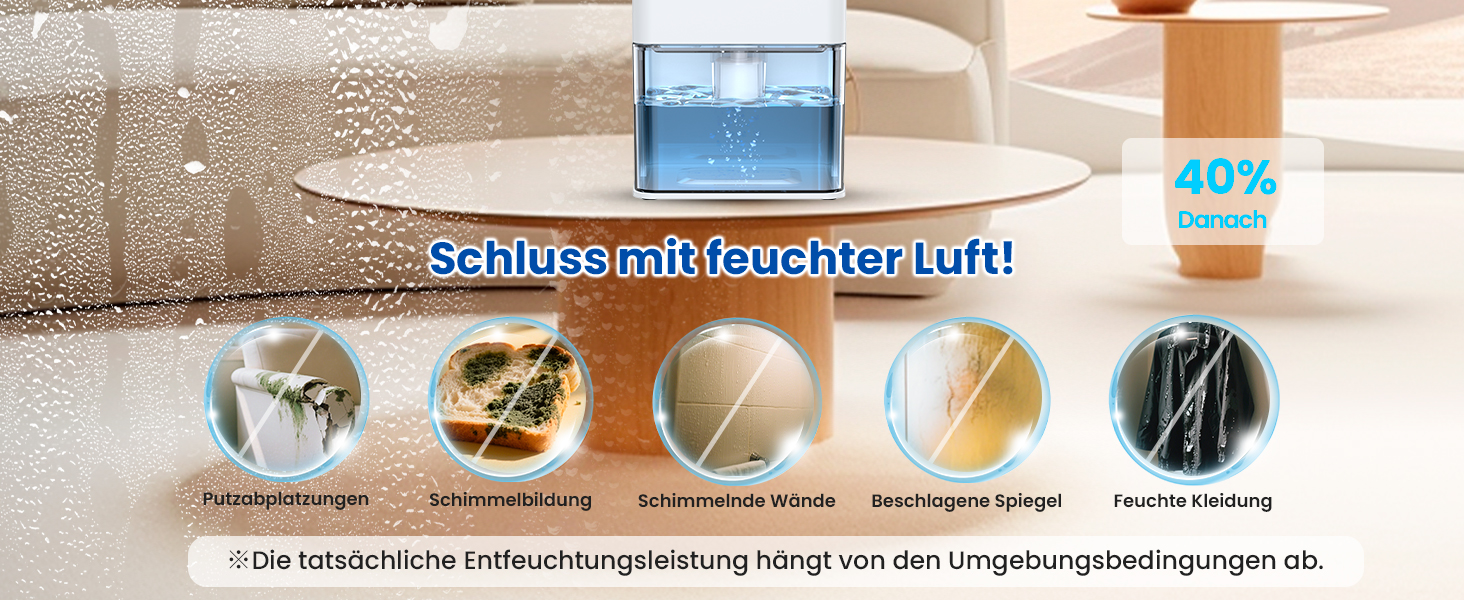 Електричний осушувач повітря для підвалу та квартири 1800 мл з таймером, нічним світлом та автоматичним відтаванням. Тиха робота, 7 кольорів.