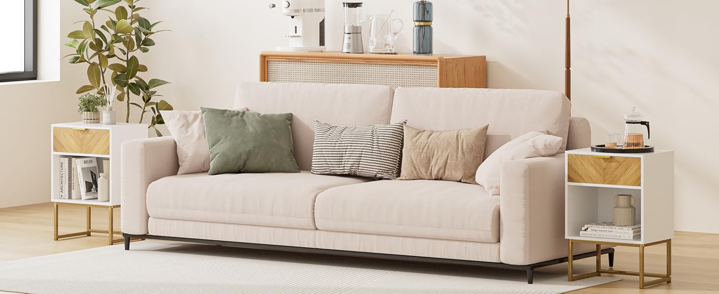 Приліжкові столики з відкритою полицею, білий, 40 x 30 x 60 см