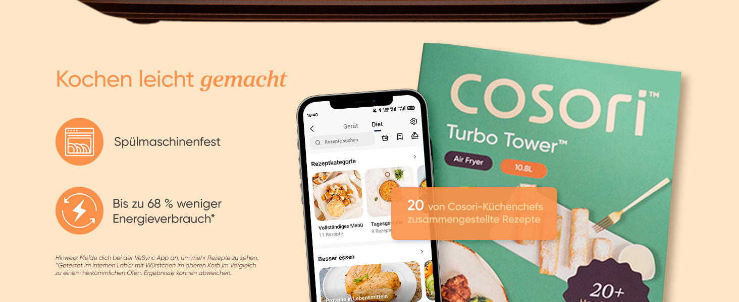 Фритюрниця повітряна COSORI Turbo Tower з 2 камерами, 10.8л, TurboBlaze технологія, з решіткою для гриля та рецептами