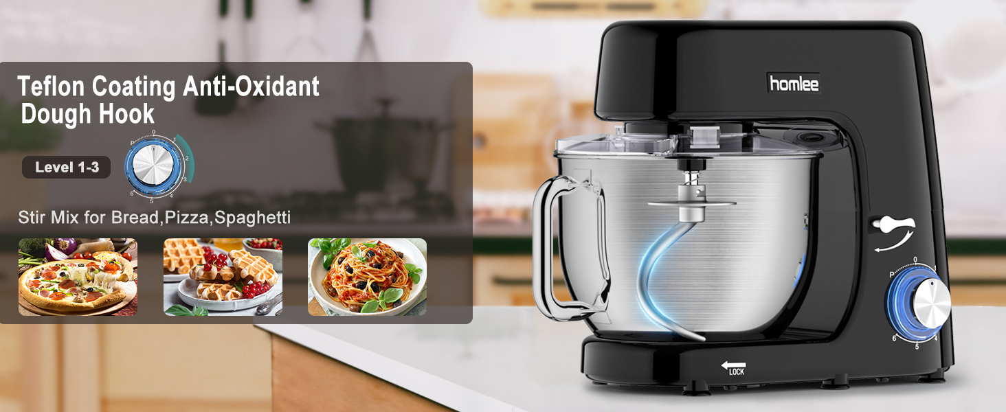 Потужна кухонна машина 1800W з великою чашею 7.2 л з нержавіючої сталі, міксер, насадки для тіста, збивання та взбивання