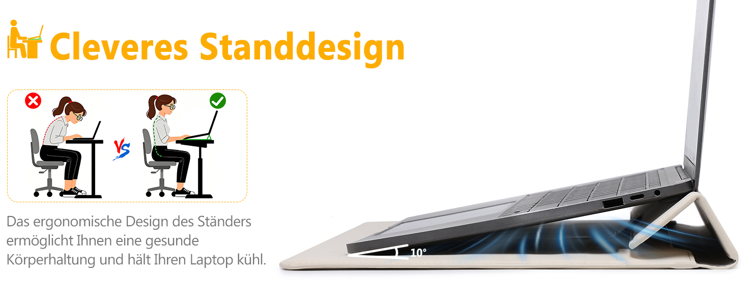 Чохол-сумка для ноутбука HYZUO 15 дюймів з підставкою для MacBook, бежевий