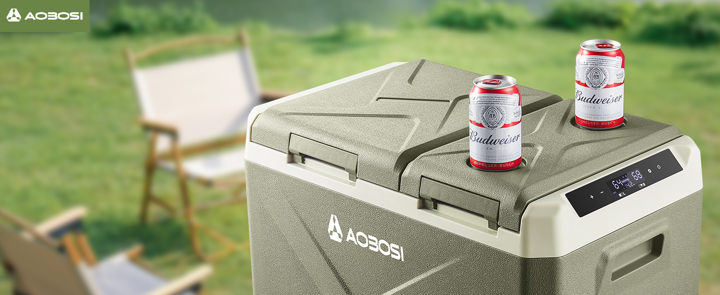 Автомобільний компресорний холодильник AAOBOSI 40L: Електрична сумка-холодильник 12/24V та 100-240V, двозонна, -20°C до 20°C – для авто, вантажівок, човнів, кемперів та кемпінгу