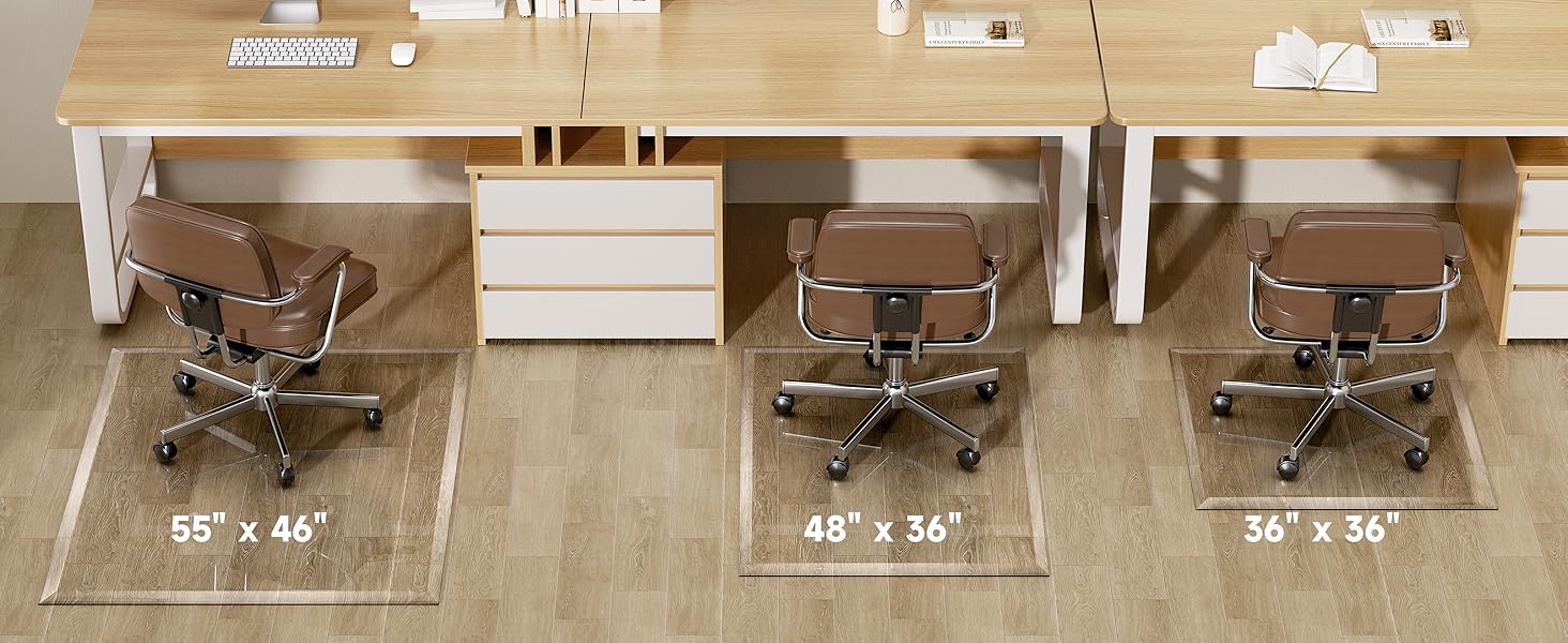 Захисна підкладка під офісний стілець з прозорого скла, 121 x 91 см, з заокругленими краями, для захисту підлоги, підходить для килимових та дерев'яних підлог