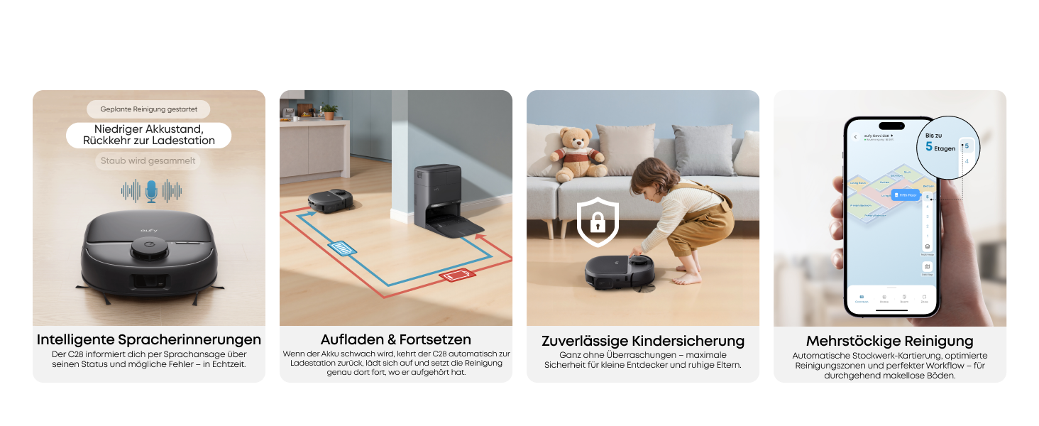 Робот-пилосос Eufy C28 з функцією миття підлоги, HydroJet самоочисний валик, потужність 15000Pa, 5-в-1 Omni-станція, антизаплутувальна щітка, розпізнавання перешкод за допомогою ШІ