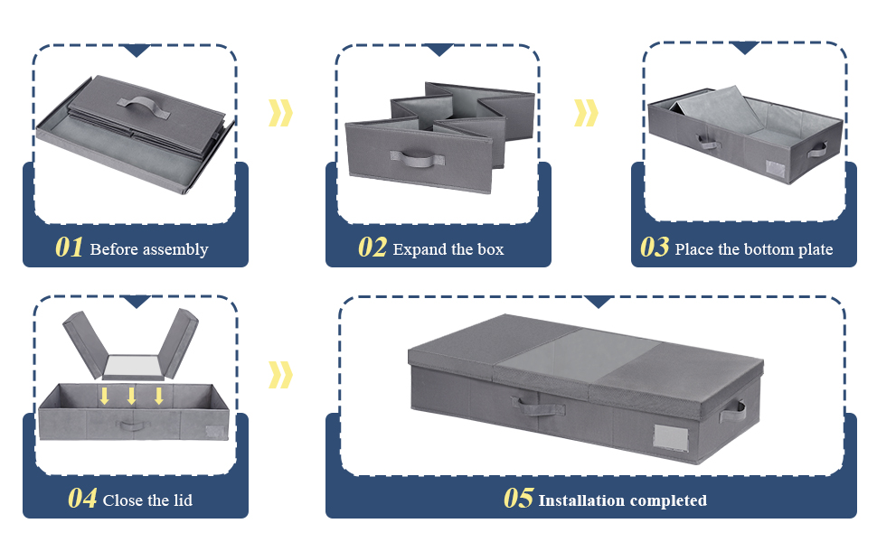 Ящик для зберігання під ліжком Otauoaea, 2 предмети підліжкового комода з кришкою, складний ящик для зберігання ліжка, підліжкові комоди з 4 ручками та 2 кишенями для етикеток (неткане полотно, світло-сірий) (оксфордська тканина, темно-сірий)