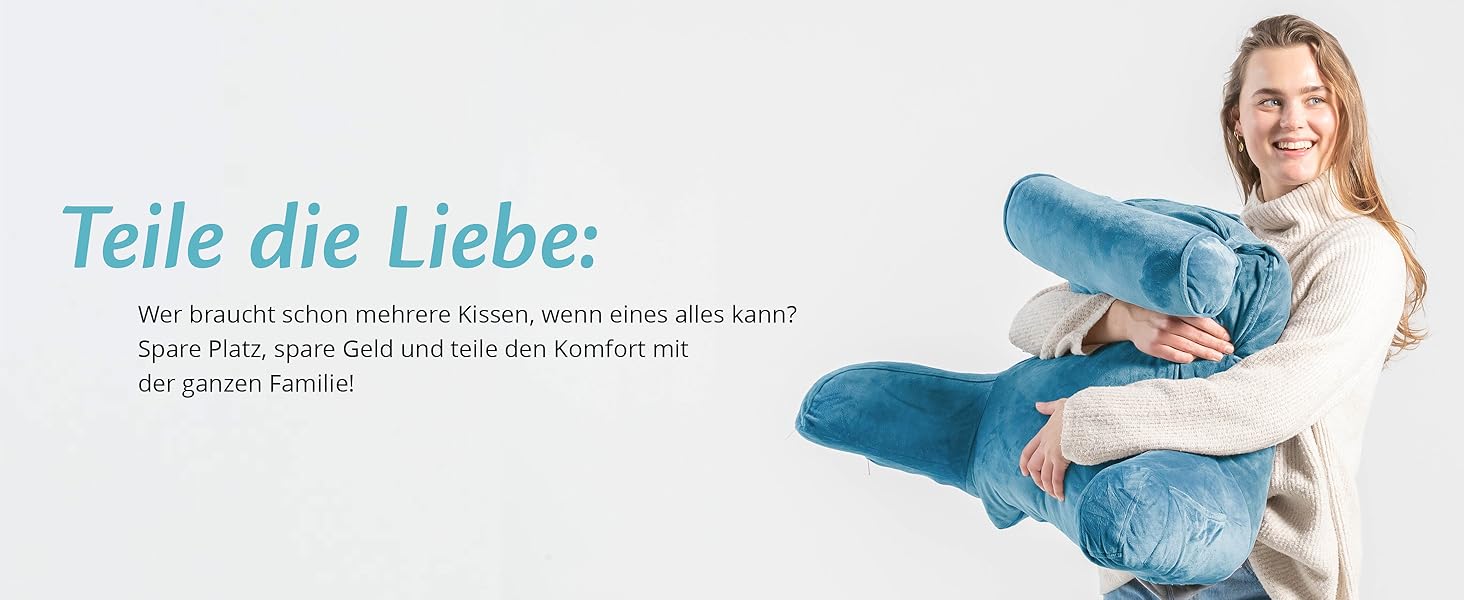 Подушка для читання Ella Lesekissen для ліжка та дивану з знімною подушкою для шиї - спинна подушка для ліжка. Зроблена з піни з пам'яті з підлокітниками, ідеально підходить для читання, перегляду телевізора, відпочинку або як спинна підтримка (Блакитний)