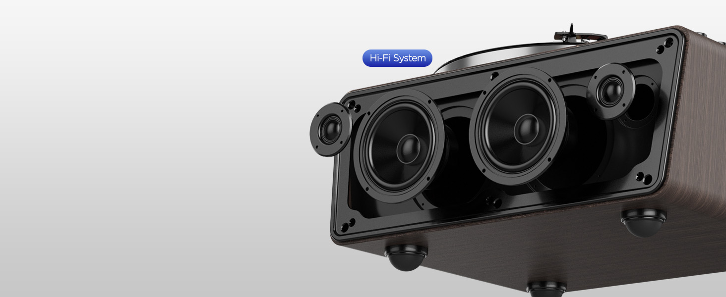 Універсальний вініловий програвач All in One з Bluetooth, вбудованими 4 стерео-динаміками, фонокоректором, Hi-Fi програвач для вінілових платівок з магнітною головкою AT-3600L (MM)