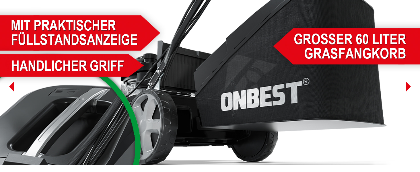 Бензиновий газонокосарка 5-в-1 з потужним двигуном 4.9 PS, 4-тактний, об'єм 173 см³, ширина косіння 46 см, 60л травозбірник, Radantrieb, комплект для мульчування та бічний викид