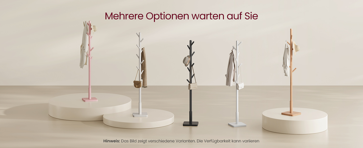 Стійка для одягу VASAGLE, дерев'яна, з 8 гачками, для передпокою, чорна, RCR010B01