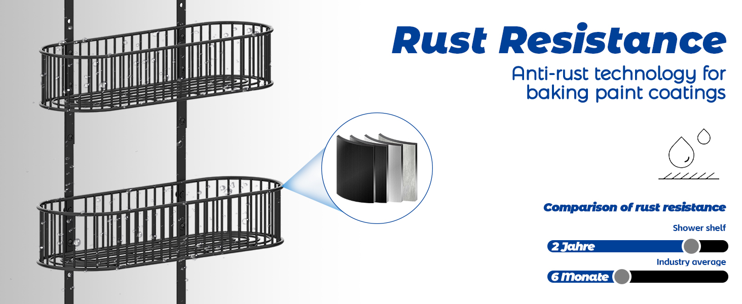 Настінна поличка для душу без свердління, чорна, для скляних душових кабін, регульована висота, 3 гачки, для шампуню та гелю для душу