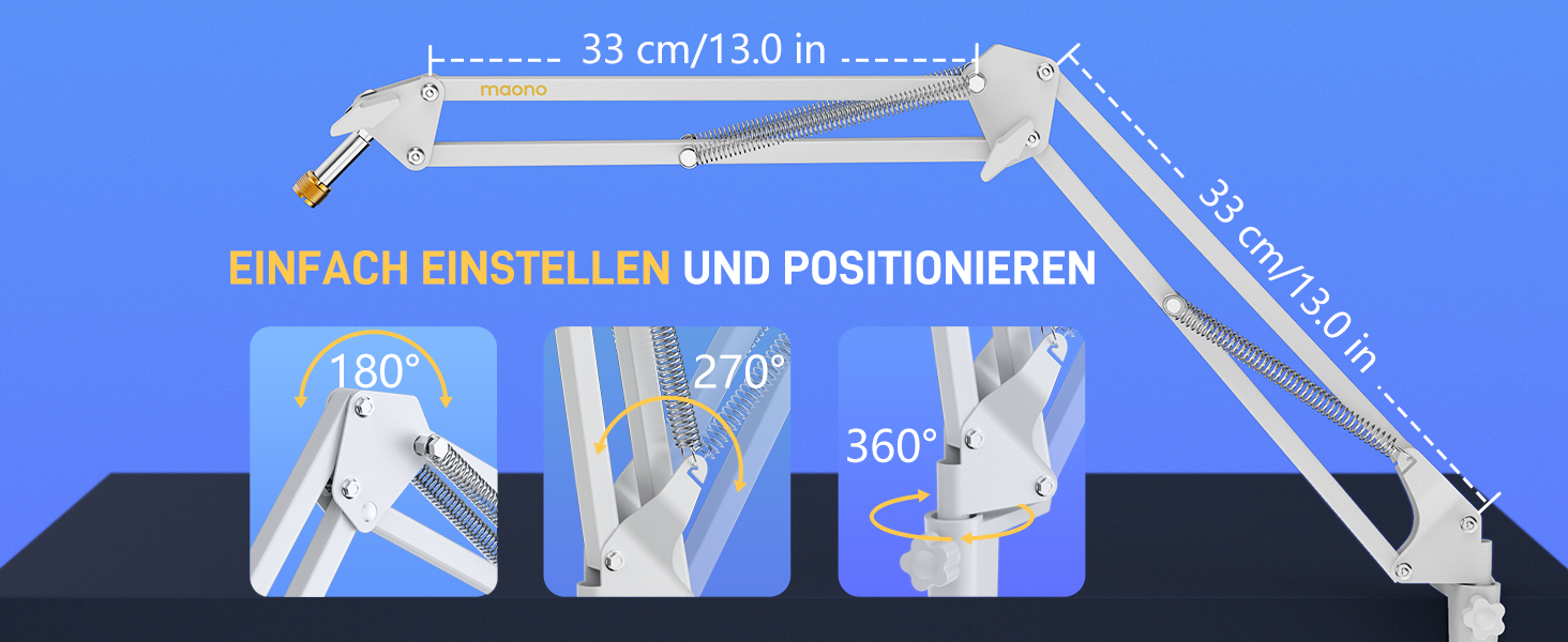 Мікрофон Maono BA20 з кріпленням-стійкою для подкастів, геймінгу та стрімінгу (білий)