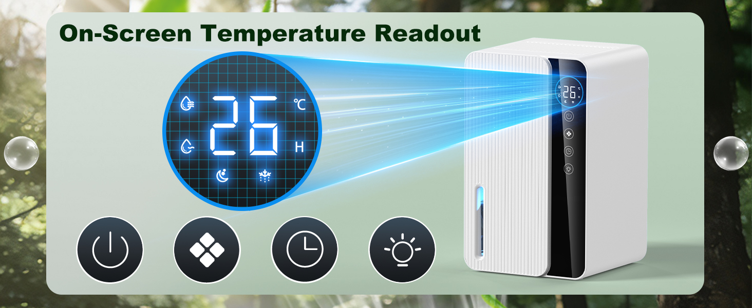 Електричний осушувач повітря 1800 мл, енергозберігаючий, для спальні та ванної кімнати, 22,5W, тихий, з режимом сну, таймером та автовимкненням (550 мл/день)