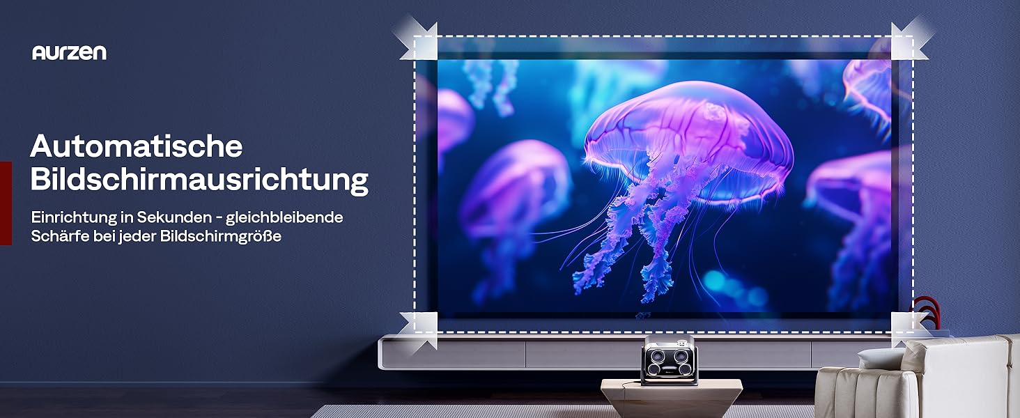 Проектор Aurzen Boom Mini 4-в-1 з Google TV, 4K, 20W Dolby Audio, Wi-Fi, Bluetooth, для дому та на вулицю, автоматичне фокусування, корекція трапецеїдальних спотворень, 500 ANSI люмен (Чорний)