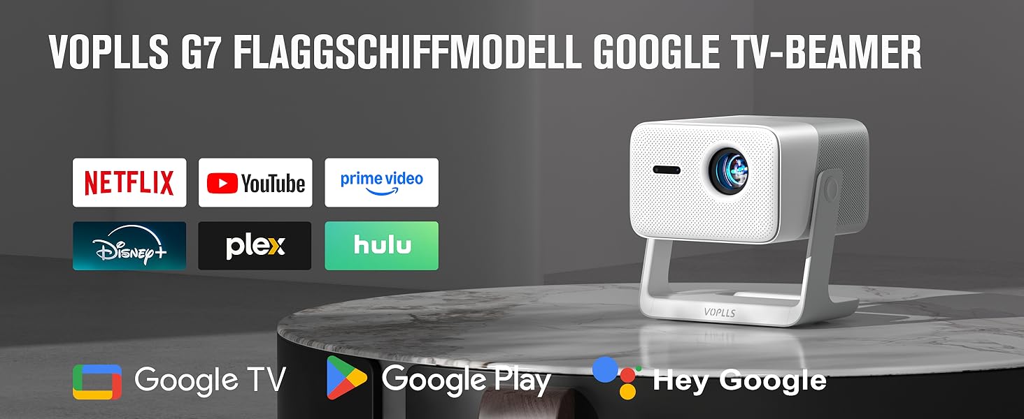 Smart Beamer VOPLLS 1080P Full HD WiFi 800ANSI: Міні-проектор з автофокусом та корекцією трапеції для дому/вулиці, підключення до телефону, сіро-білий
