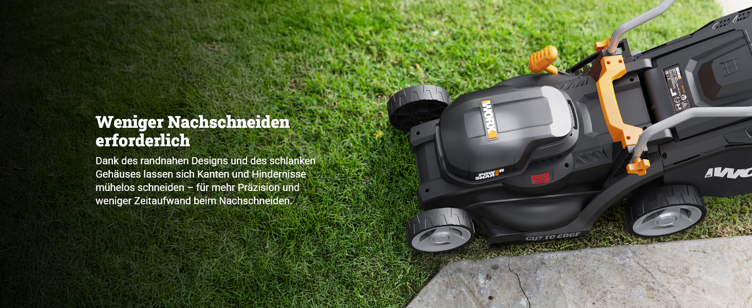 Акумуляторний газонокосарка WORX WG733E 20V, ширина косіння 33 см, об'єм травозлота 35 л, Brushless двигун, 6 положень висоти (25-75 мм), Intellicut, з акумулятором 4Ah та зарядним пристроєм