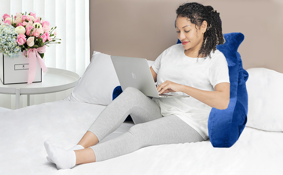 Підлогове крісло-мішок для читання в ліжку, диван, дорослий, з кишенею, синього кольору