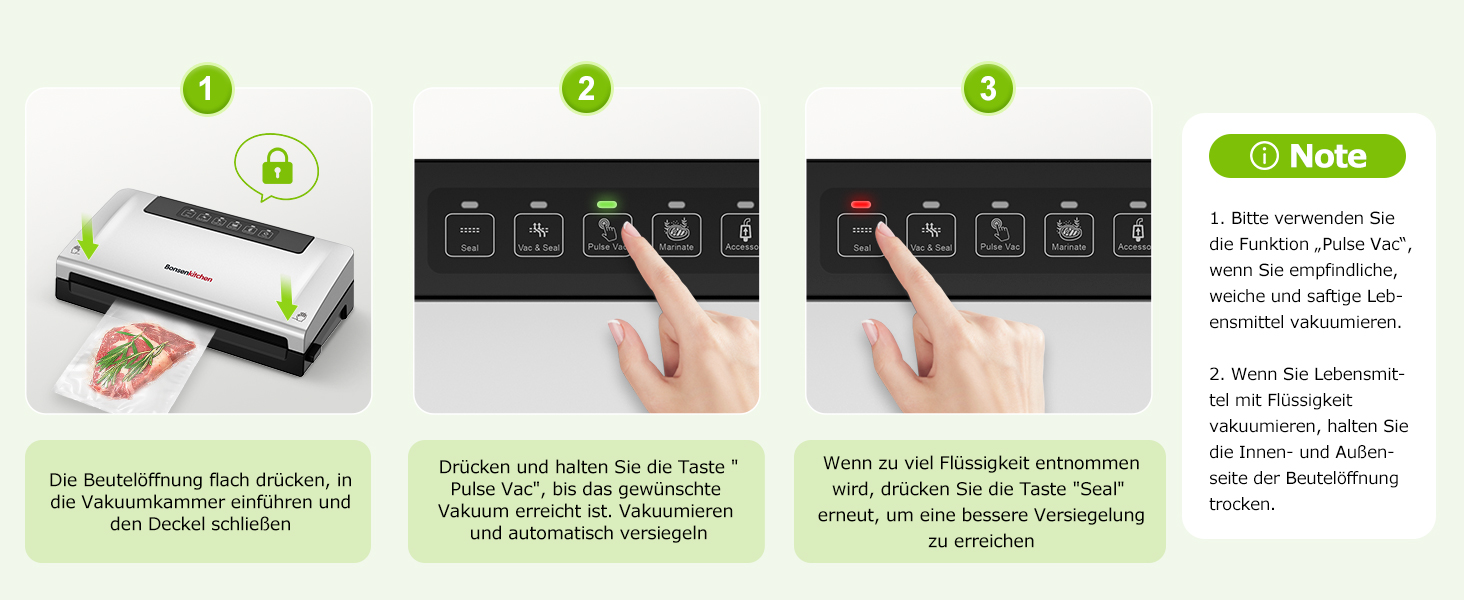 Вакууматор Bonsenkitchen для продуктів, потужний вакуумний пакувальник з 5 режимами, 8 л/хв, технологія Globefish, чорний (комплект: 5 пакетів та 1 рулон)