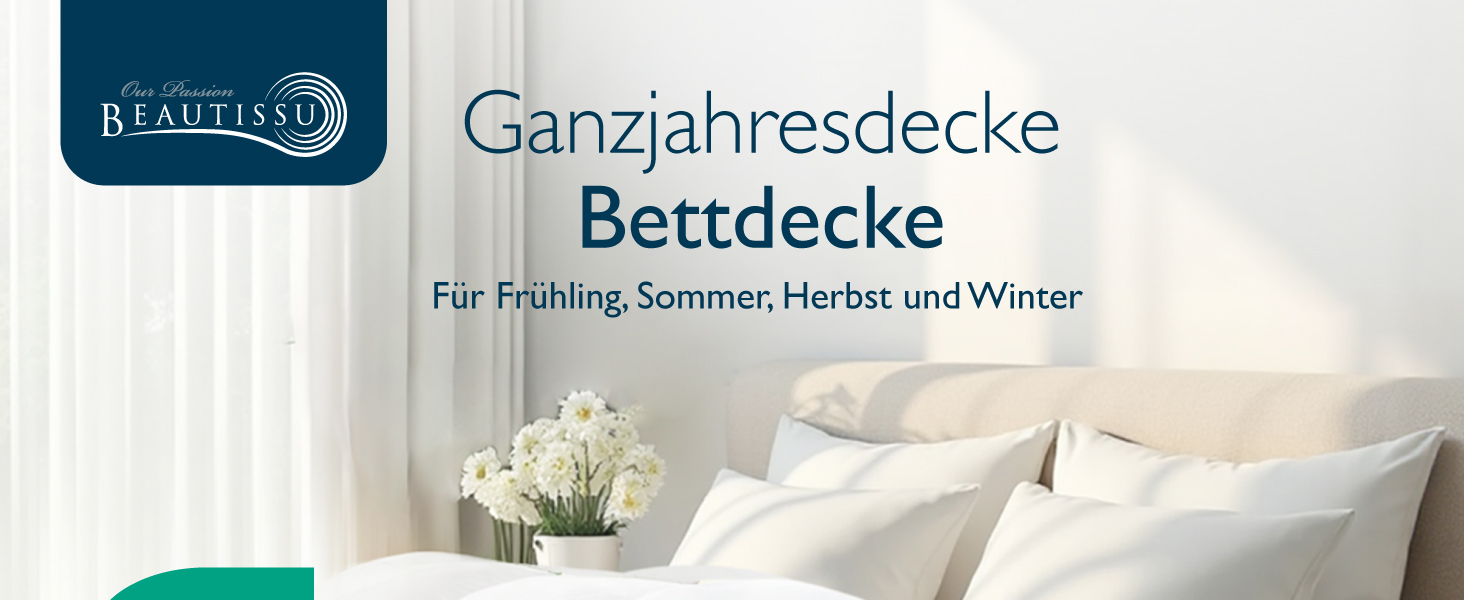 Пухова ковдра Beautissu 135x200 см, сезонна, з 100% пуху та пера, Made in Germany, сертифікація Oeko-Tex, Downpass, Nomite, бавовняний чохол, пральна машина, GF 135x200