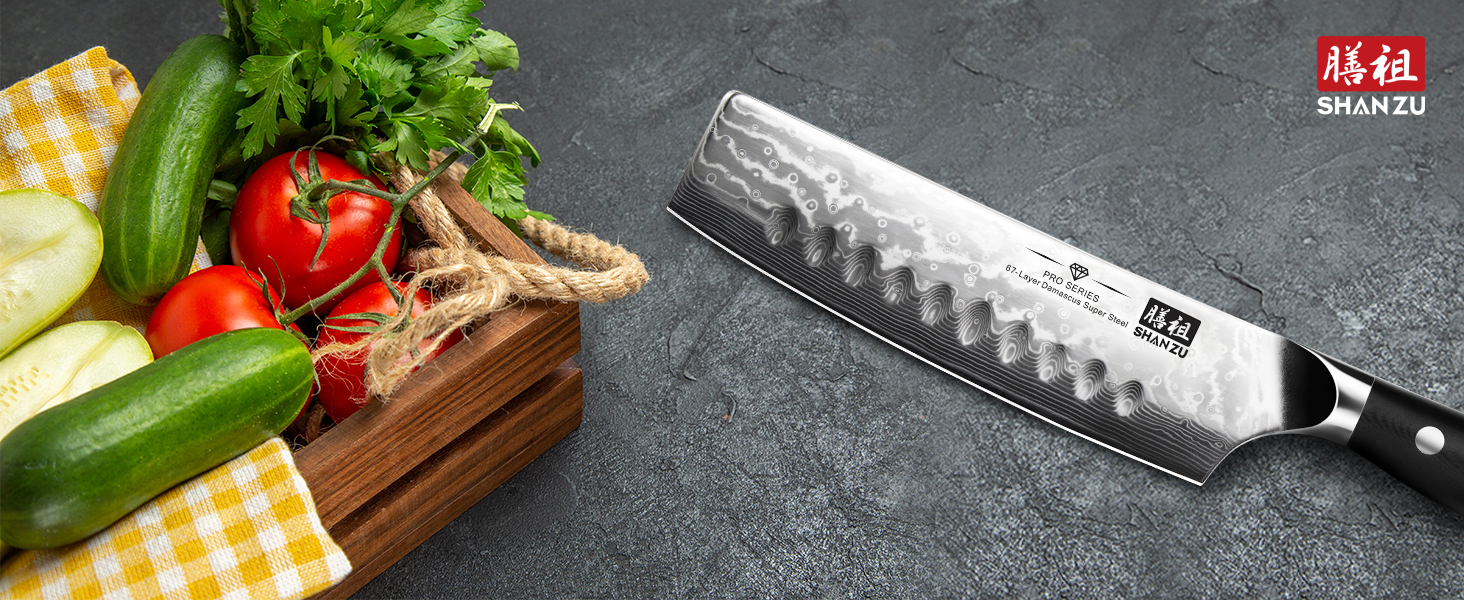 Набір кухонних ножів SHAN ZU PRO Series: ніж шеф-кухаря з дамаської сталі 67 шарів, G10 ручка, 20 см