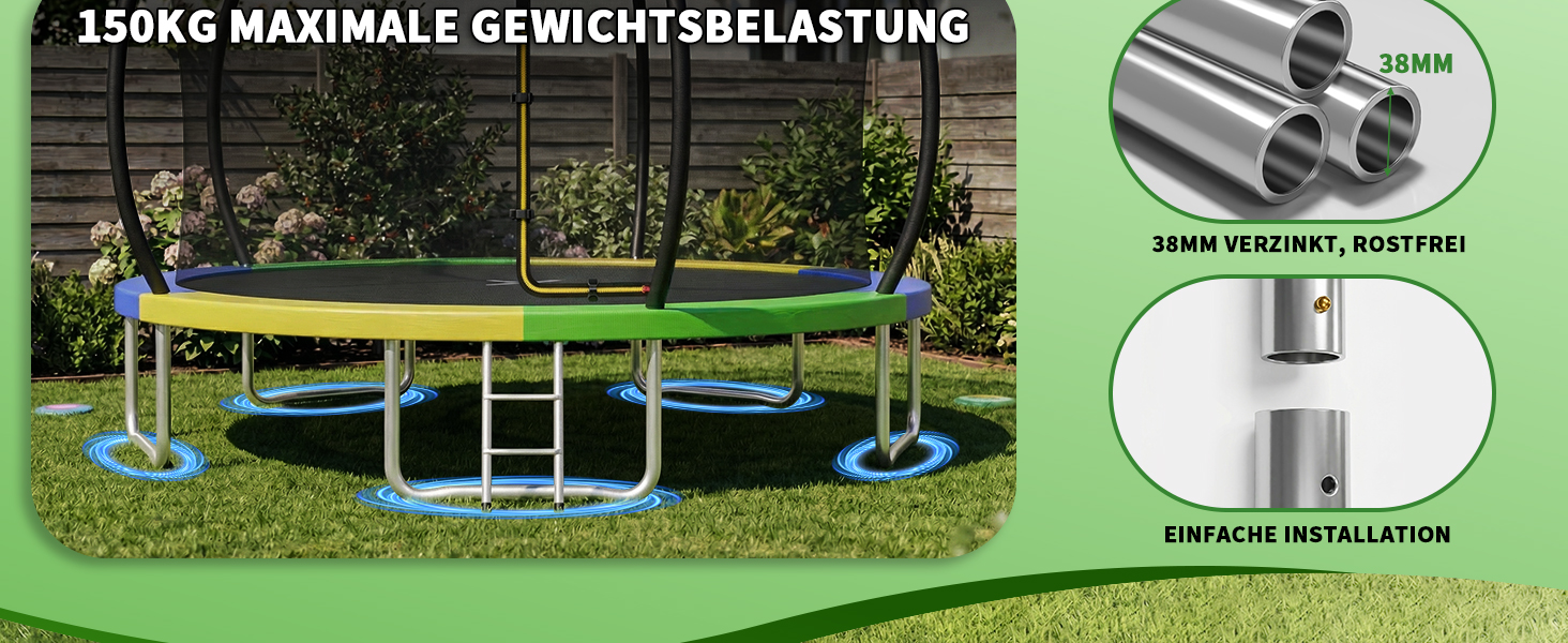 Батут JUMMICO садовий Ø360 см з сіткою безпеки та захисним покриттям для дітей, кольоровий