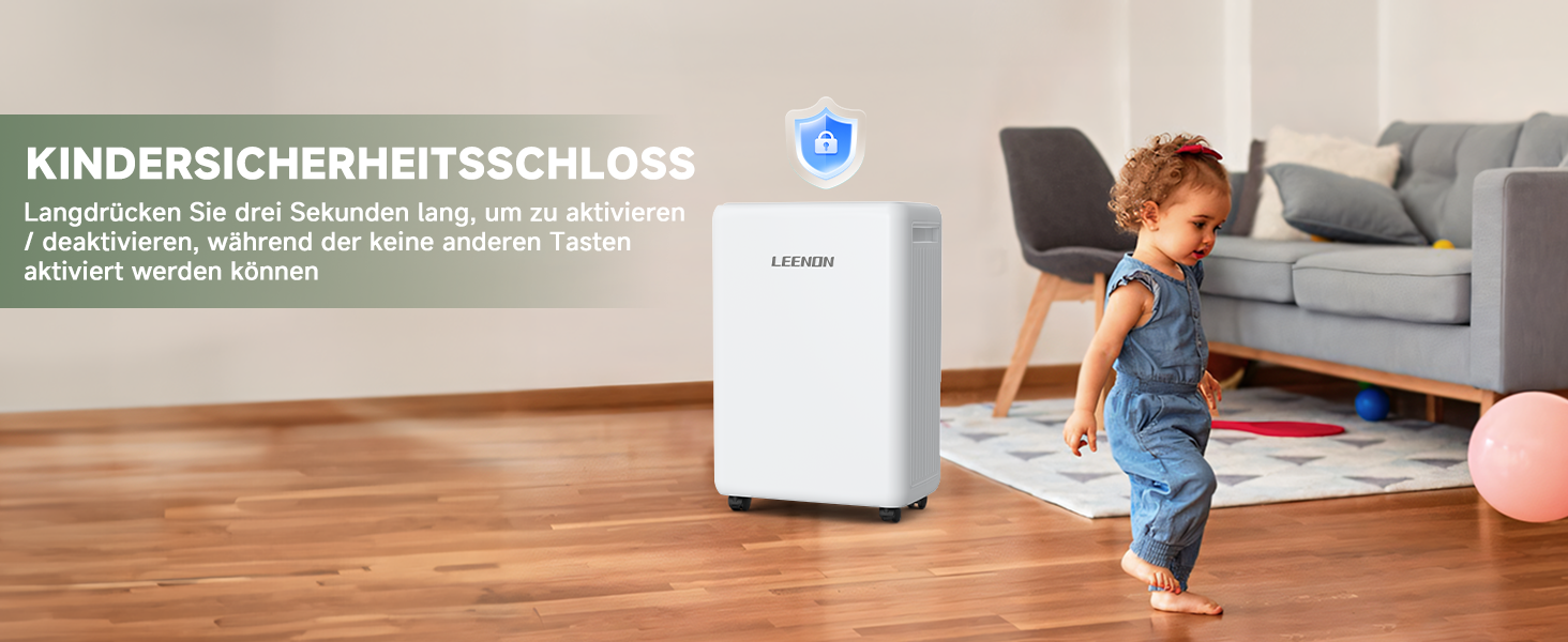 Електричний осушувач повітря 12L/день з таймером, фільтром та захистом від дітей. Тиха робота, смарт-режим, економія енергії, проти цвілі та вологи.