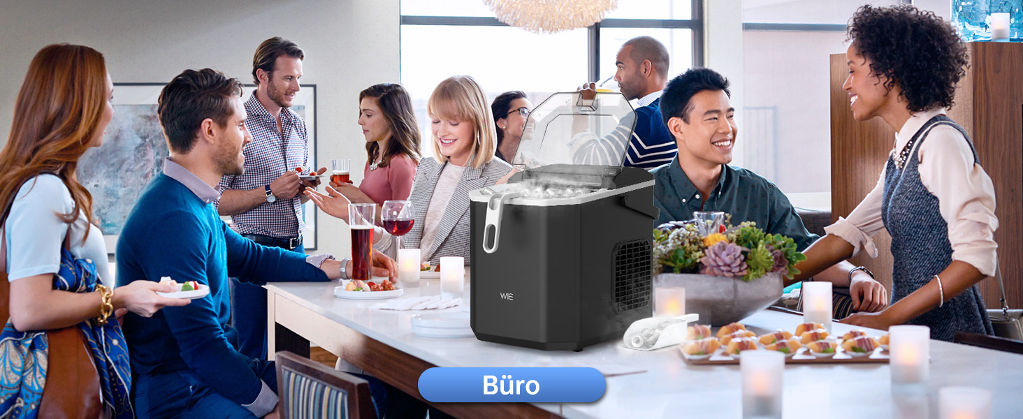 Льодогенератор WIE Kleine 1.3л для дому, офісу, бару - швидке виробництво льоду (9 кубиків за 6 хв), самоочищення, чорний