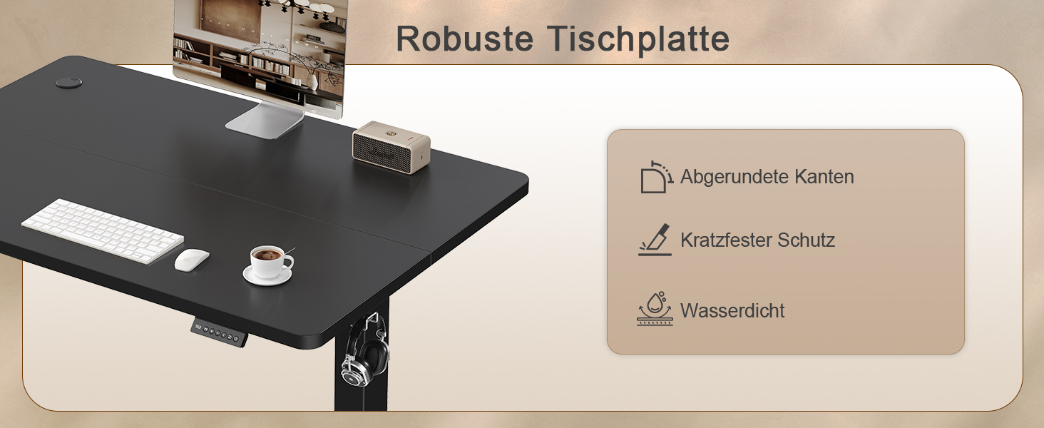 Електричний стіл JUMMICO з регулюванням висоти та USB-портом для зарядки, 100 x 60 см, білий (чорний)