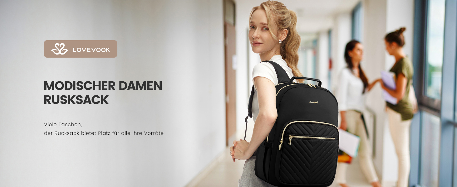 LOVEVOOK Рюкзак для жінок, великий, 15.6 дюймів, для ноутбука, водонепроникний, шкільний, для дівчаток-підлітків, чорний, елегантний, для роботи, для школи, університету, подорожей, 15.6 дюймів, A-чорний