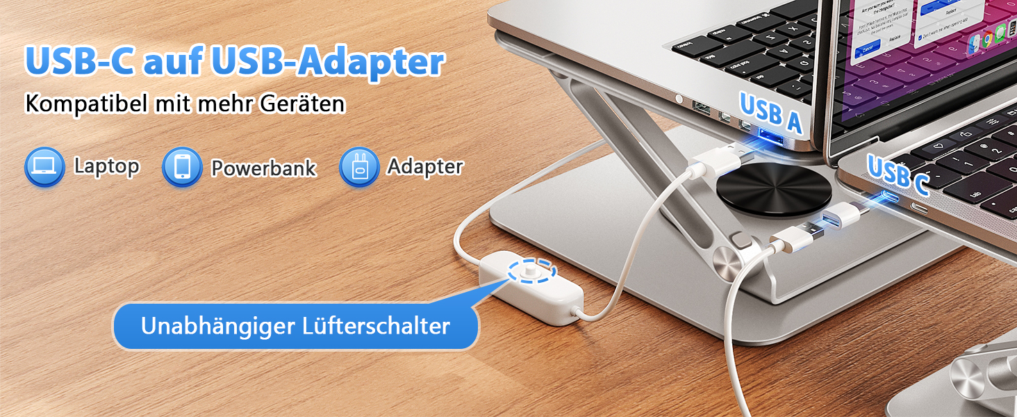 Підставка для ноутбука ICARE з RGB підсвіткою та охолодженням, 360° обертання, до 16 дюймів, срібна