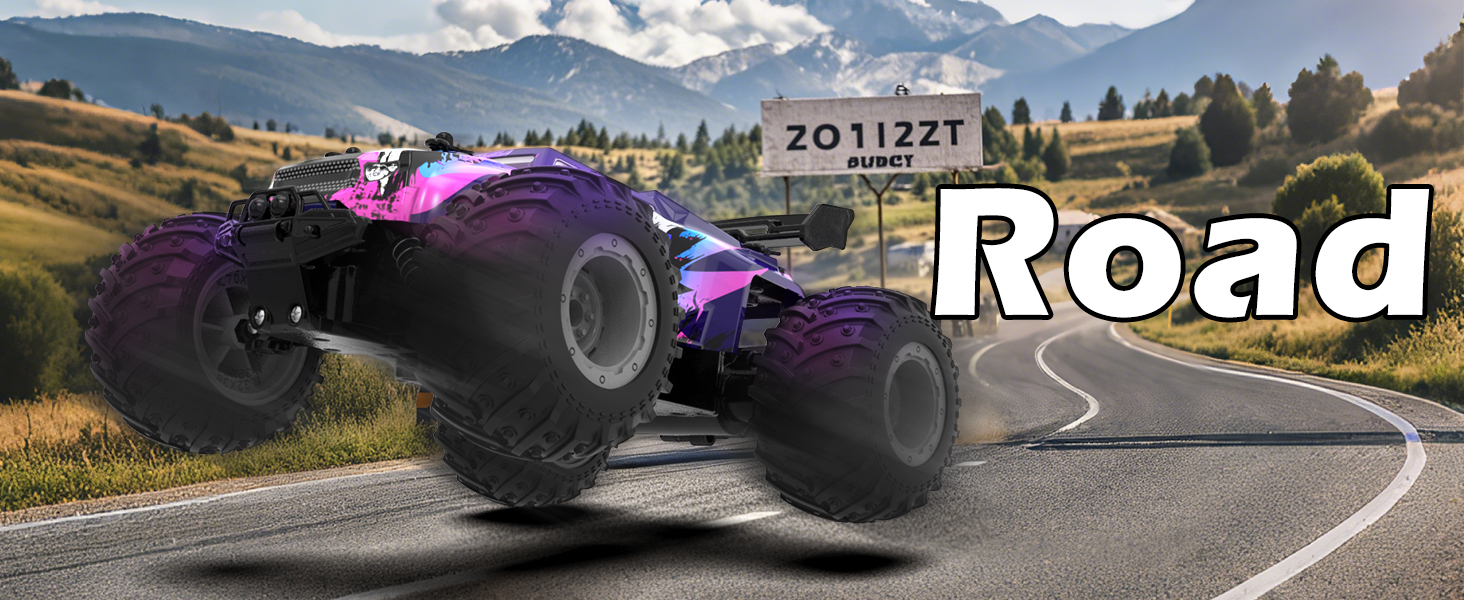 Радіокерований позашляховик FEIMUOSI 1:18 RC Car: LED підсвітка, 2.4GHz, 2 акумулятори, швидкість 20 км/год, для дітей та дорослих, фіолетовий