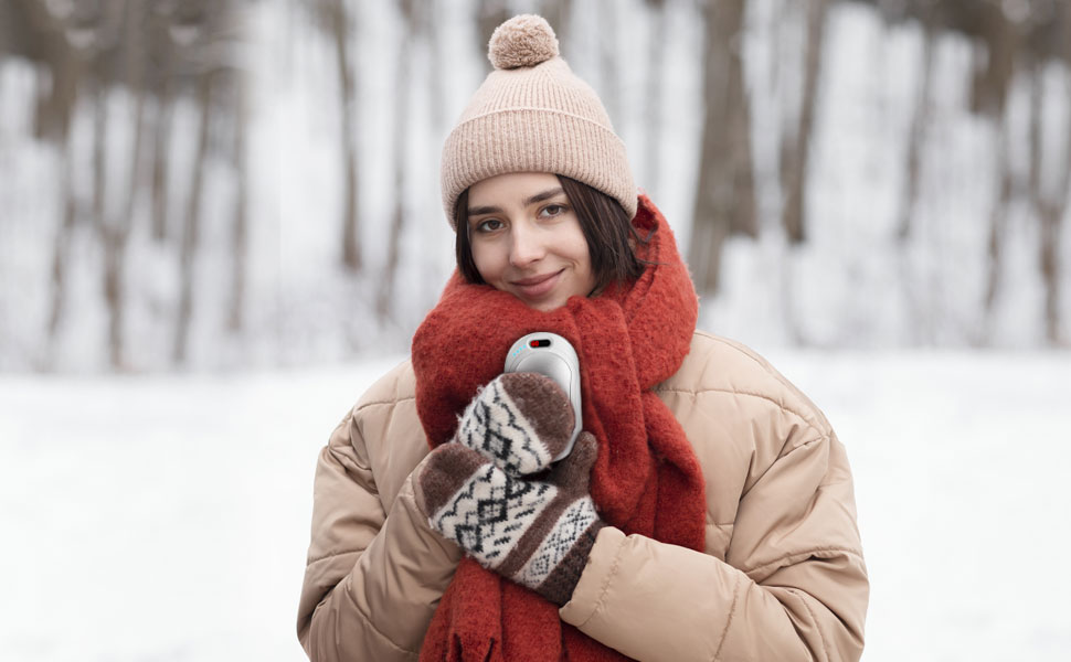 Електричні грілки для рук 2 шт. 10000 mAh з цифровим дисплеєм, USB-зарядка, Powerbank, подарунок на зиму для жінок та дітей (чорний/сріблястий)