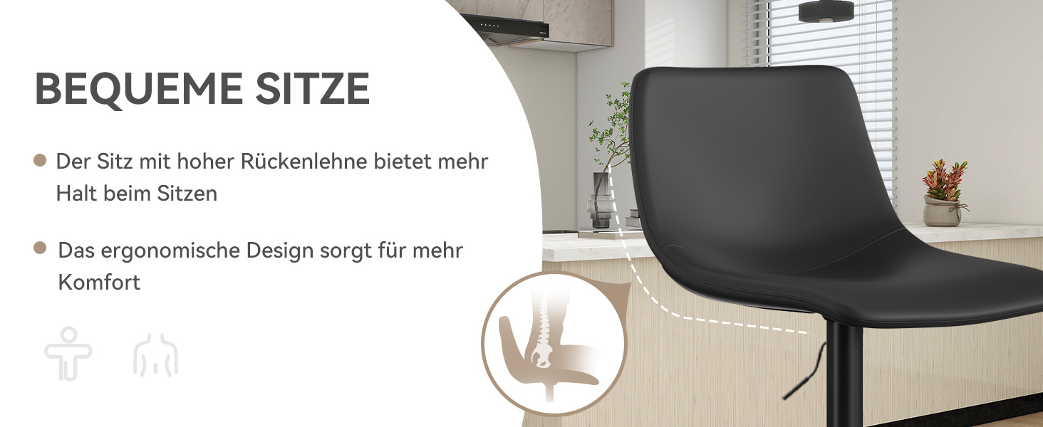 Набір Hawthyhome з 2 поворотних барних стільців, штучна шкіра зі спинкою, металеві ніжки, чорний