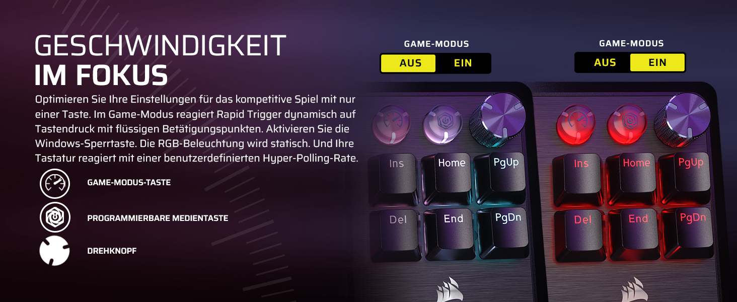 Ігрова механічна клавіатура Corsair K70 MAX RGB QWERTZ DE (Tenkeyless) - сіра