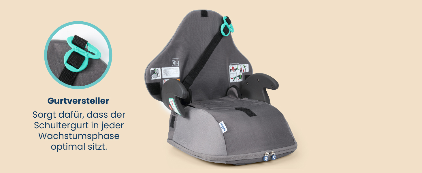 Trunki BoostApak 2-в-1: Автокрісло-бустер з рюкзаком для дітей (6+ років), i-Size, сірий (126-150 см)