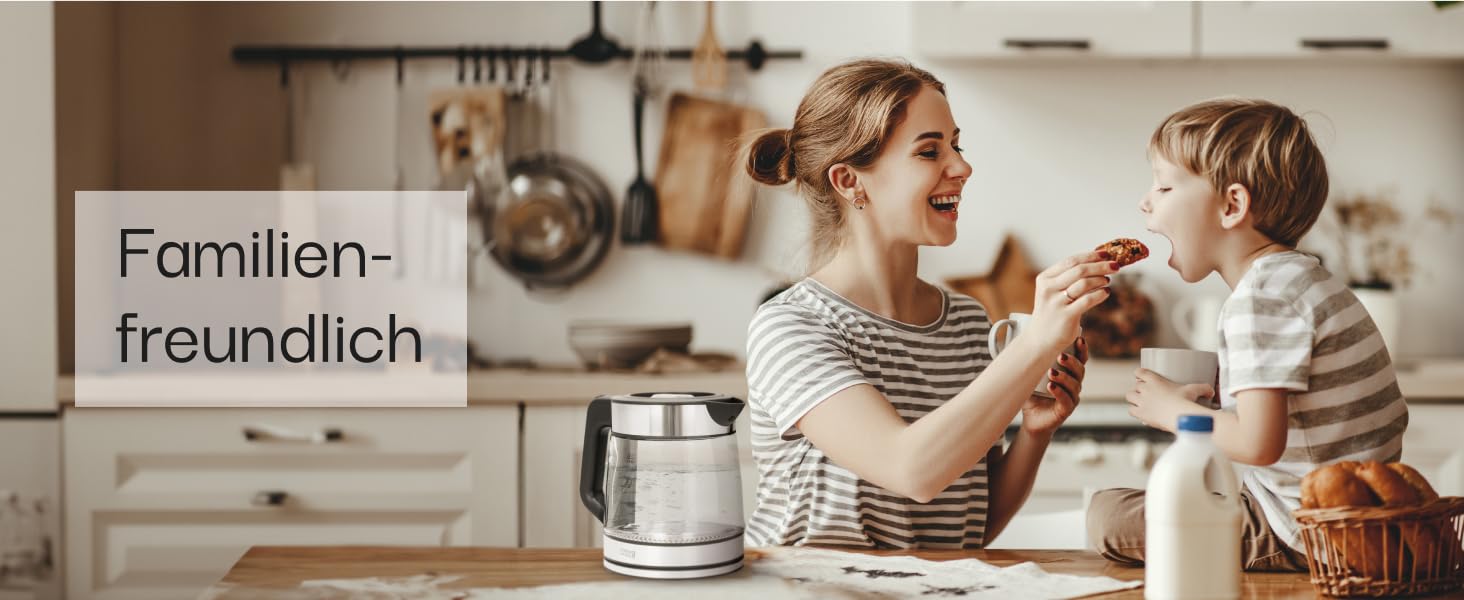 Скляний чайник LEBENLANG 1.2 л з LED-підсвіткою - нержавіюча сталь, без BPA | Чайник для подорожей, кемпінгу