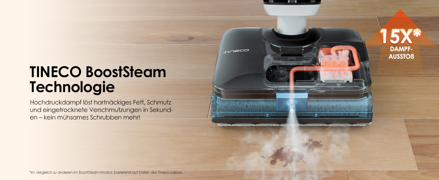 Tineco Floor One S6 Stretch Steam: Волого-сухий пилосос для твердих підлог з функцією пари, 22000 Па, Anti-Tangle, Flashdry 85°C, 50 хв роботи, для шерсті тварин