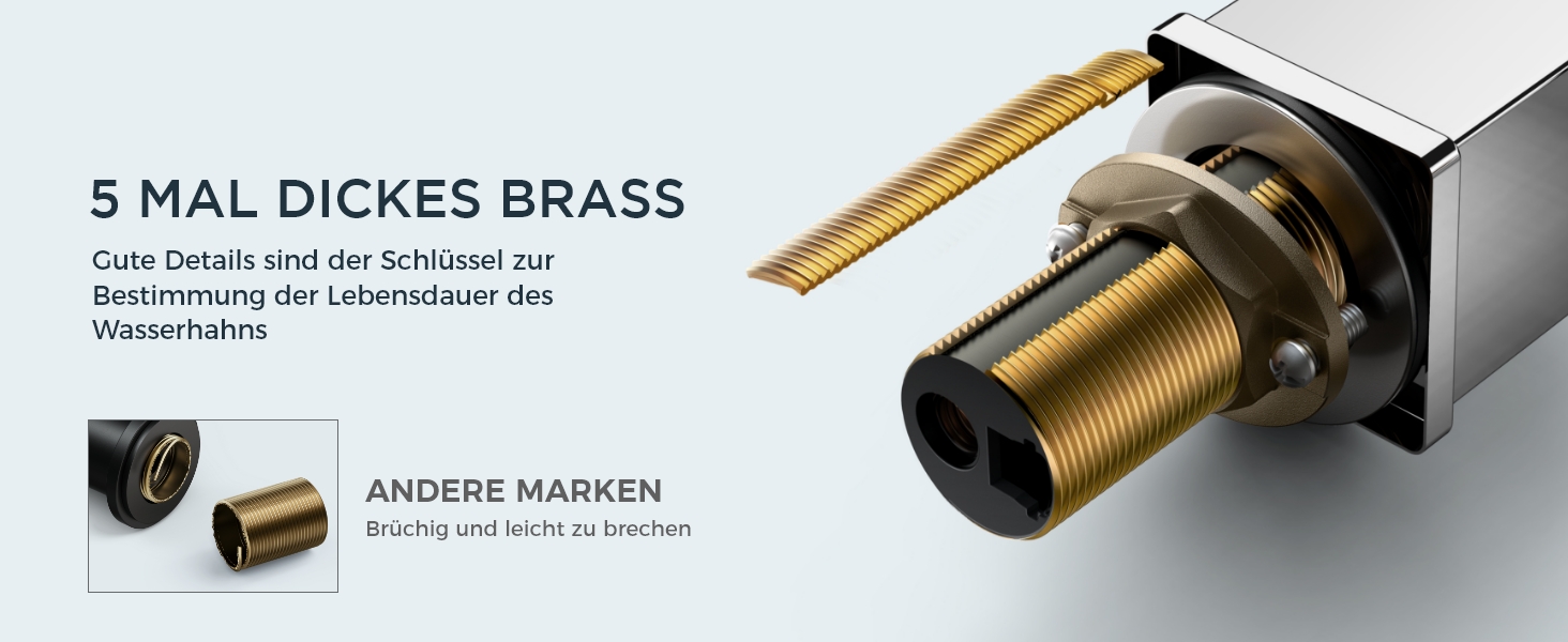 Змішувач для ванної кімнати FORIOUS з водоспадом, одноручний, хром, висота виливу 80 мм, економія води та енергії