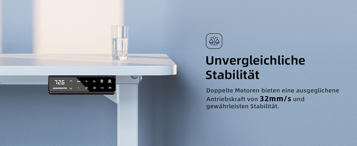 Електричний регульований стіл MAIDeSITe з 2 моторами, 4 пам'яттю та захистом від зіткнень (72-120 см, білий)