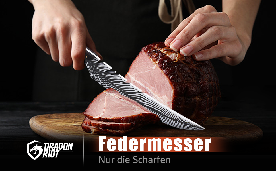 Японський кухонний ніж DRAGON RIOT: професійний, для гриля, з піхвою, для кухні, кемпінгу, приготування м'яса. Колір: коричневий