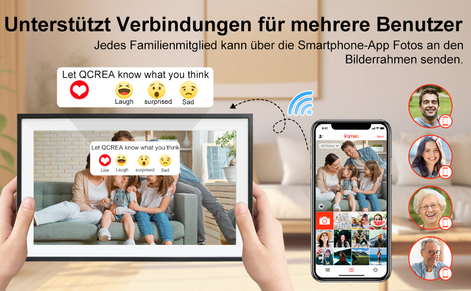 Цифровий фоторамка Frameo 15.6 дюймів, 32 ГБ, FHD 1920x1080, сенсорний екран, Wi-Fi, чорно-білий