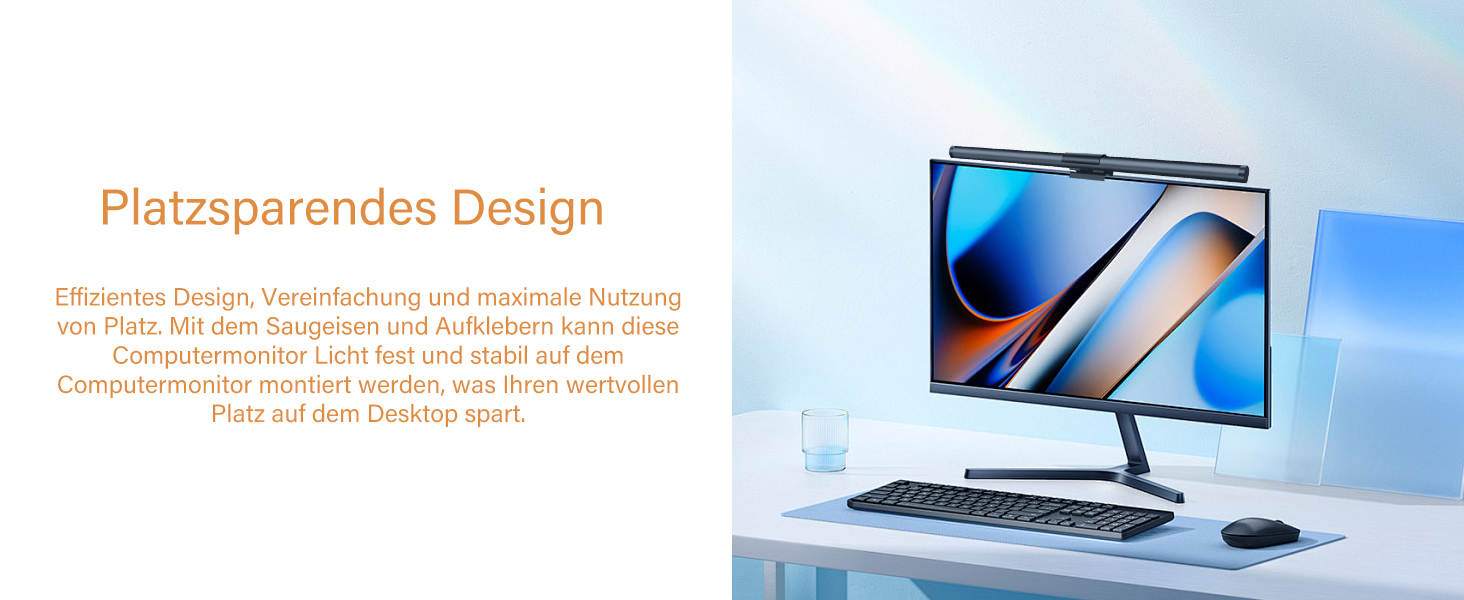 LED лампа на монітор з USB, захист очей, регульоване освітлення, сенсорний екран, 44 см