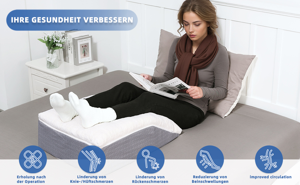 Подушка для підняття ніг HAVARGO з піною з пам'яті, для зняття навантаження, знімний чохол, двошарова подушка для підняття ніг