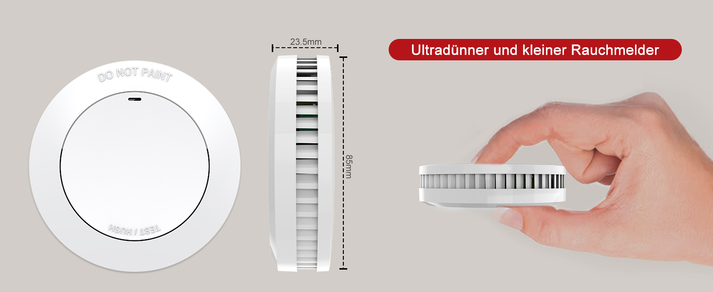 Набір дитячих датчиків диму Mini 5шт з батареєю на 10 років, сертифікат TÜV Rheinland, магнітне кріплення, гучний сигнал 85 дБ, автономні, білі