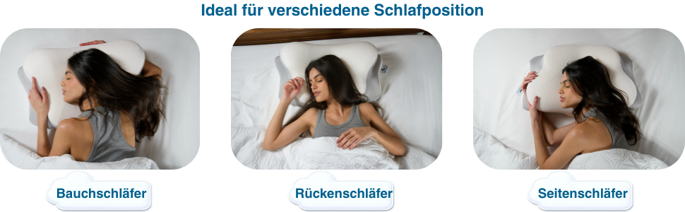 Ортопедична подушка для сну з ефектом пам'яті для шиї та спини - Ergonomisches Kissen - Сіра/Біла, з 2 наволочками, регульована висота, сертифікована, при болях у шиї