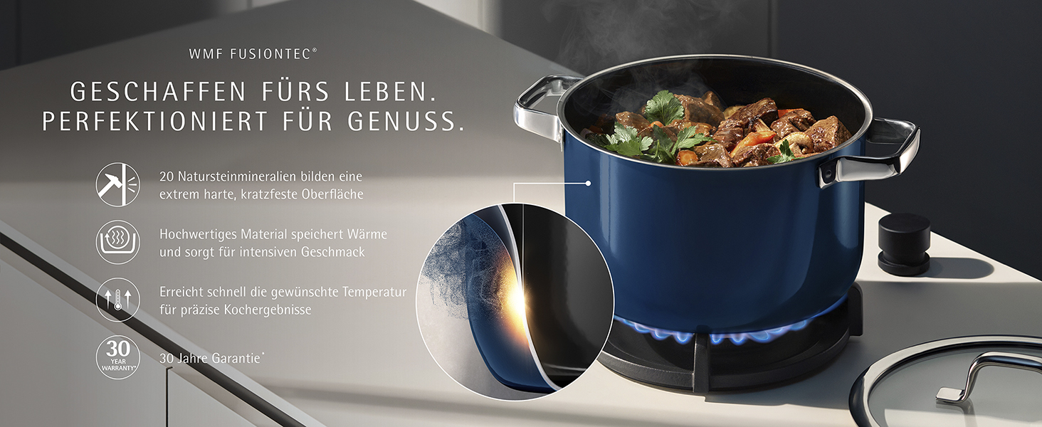 Набір каструль WMF Fusiontec 4 предмети, індукція, нержавіюча сталь, чорний (16/20/24 см) - Німеччина