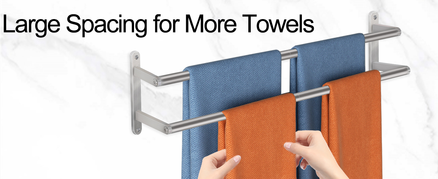 Тримач для рушників на стіну, 60 см, нержавіюча сталь, для ванної кімнати, спальні, кухні, щіткова нікель
