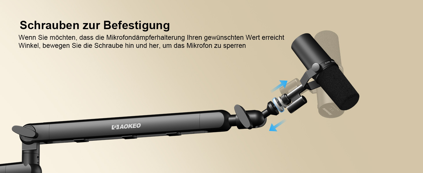 Мікрофонний стійкий тримач Aokeo AK-55 для столу, низькопрофільний, регульований, сумісний з Aokeo Yeti, Snowball iCE, HyperX QuadCast, SoloCast, Elgato Wave (Чорний)