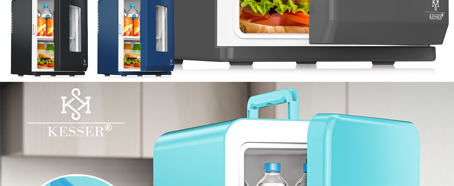 Міні холодильник/термобокс KESSER® 2в1, 15л, з функцією охолодження та підігріву, портативний, AC/DC 220-240V/12V, для авто, офісу, дому, кемпінгу, червоний