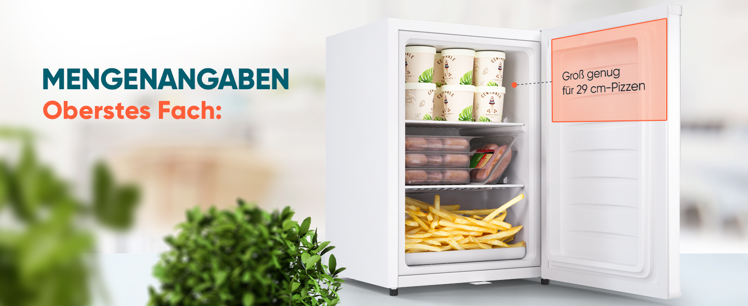 Stillstern Міні морозильник 42L -18°C з формою для льоду, замком, змінним напрямком відкривання дверцят, 4-зірковий глибокий заморожувач для кемпінгу/офісу. Срібний колір.